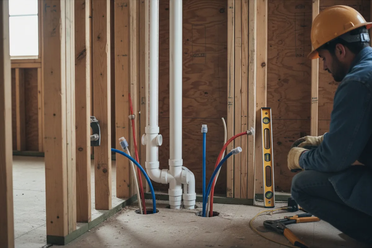 Drain and supply rough-in during Drain Cleaning in Spencerville