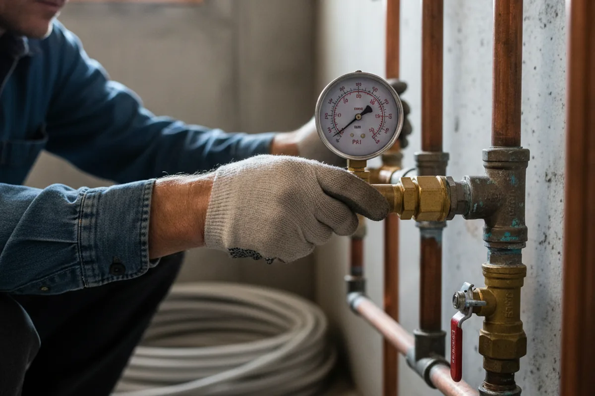 Pressure testing a repaired line during Water Line Repair in Spencerville